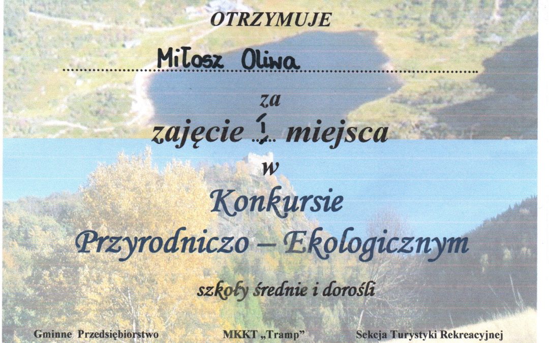 Sukces Miłosza Oliwy w konkursie przyrodniczo-ekologicznym